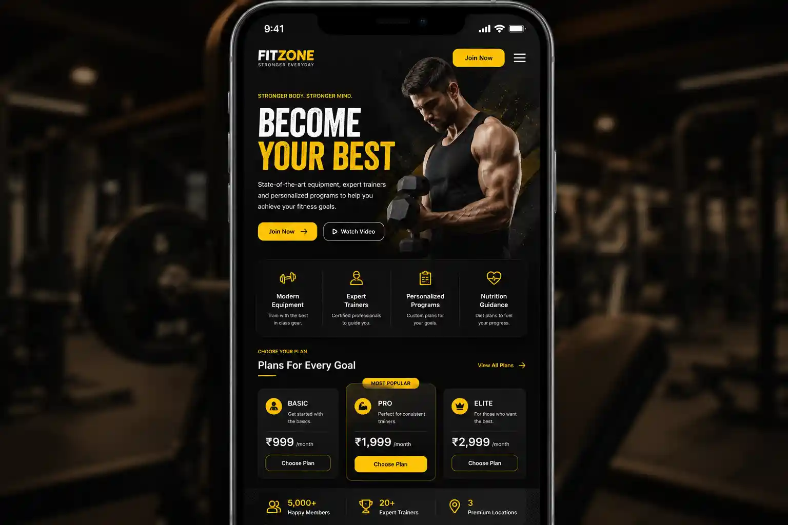 FitZone Gym & Fitness Mobile UI