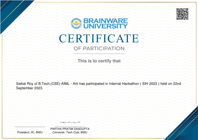 Certificate of Participation — Hackathon & Tech Master