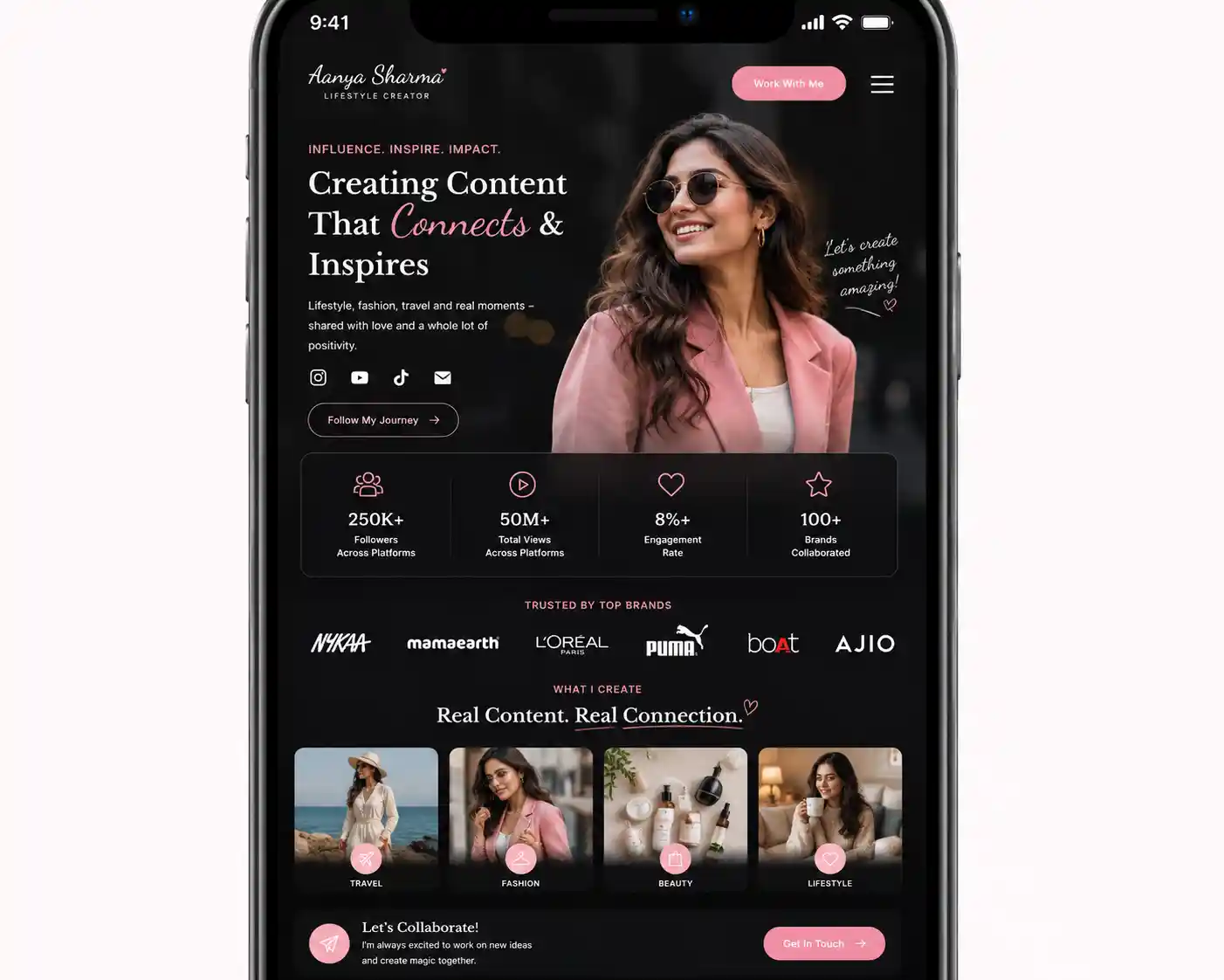 Creator Portfolio & Media Kit UI